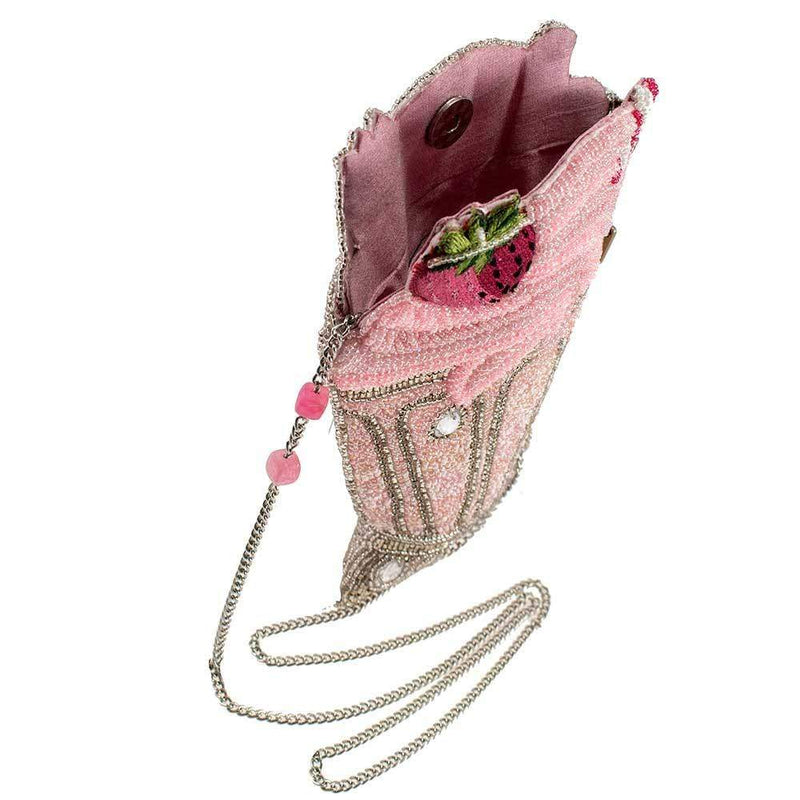Shake It Up Beaded Strawberry Milkshake Crossbody Handbag