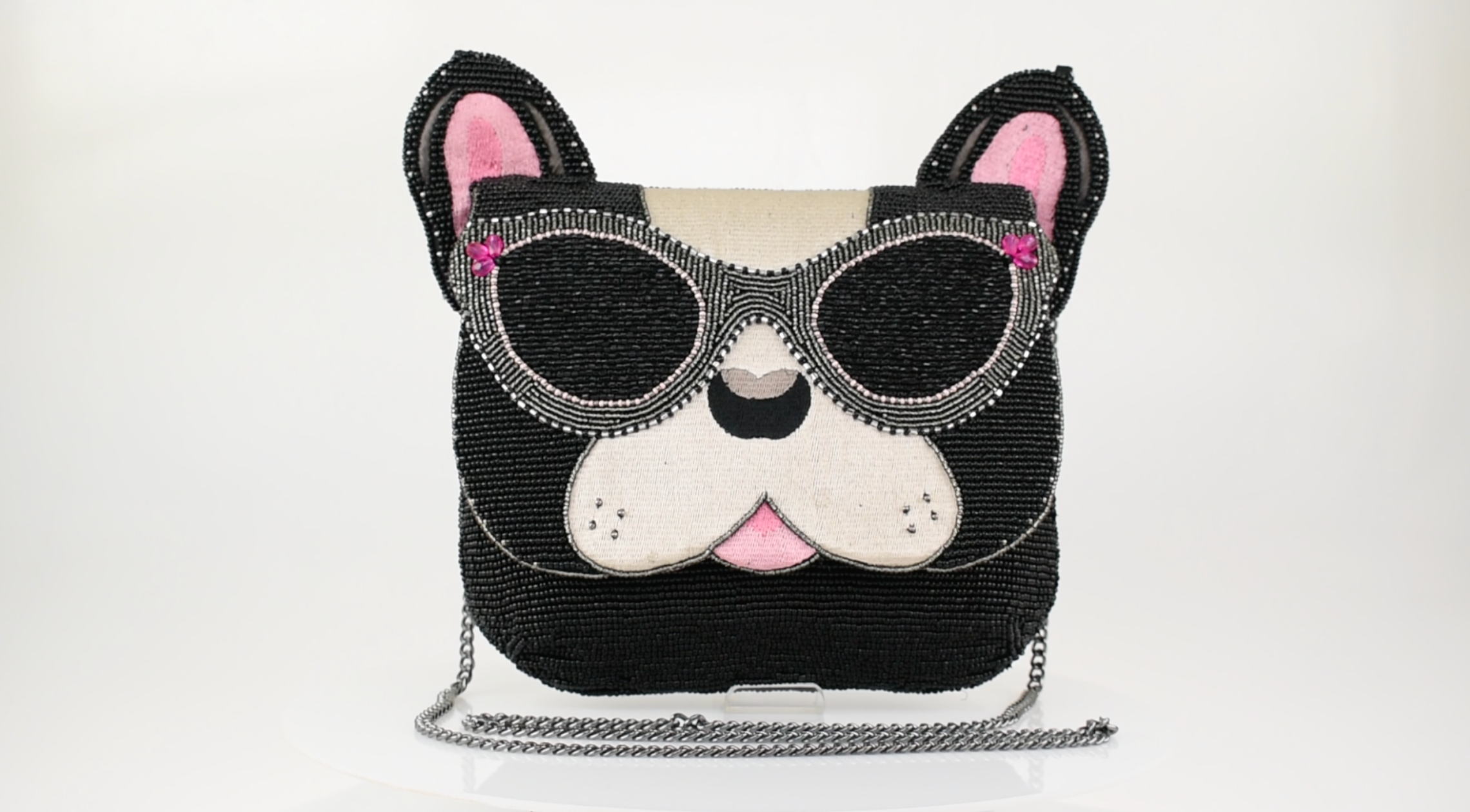 Throw Me a Bone Beaded French Bulldog Crossbody Handbag