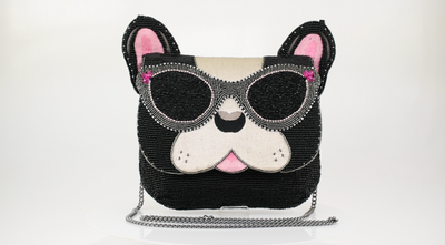 Throw Me a Bone Beaded French Bulldog Crossbody Handbag