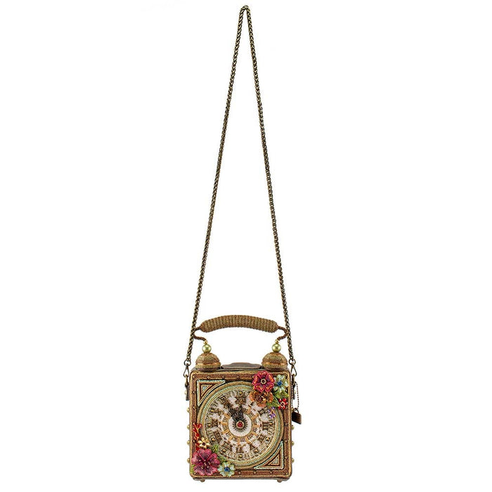 Time of Your Life Beaded Clock Top Handle Handbag