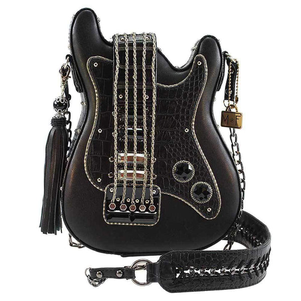 Turn It Up Embellished Guitar Crossbody Handbag