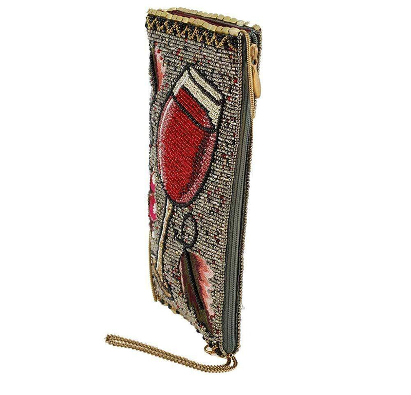 Vino Beaded-Embroidered Wine Glass Crossbody Phone Bag
