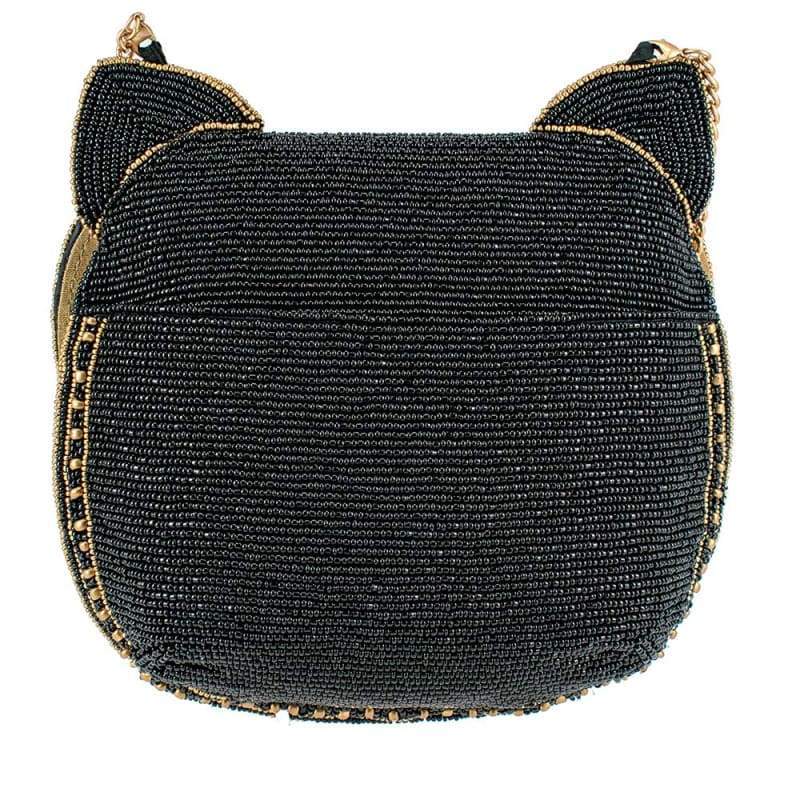 Whiskers Beaded Cat Crossbody Handbag