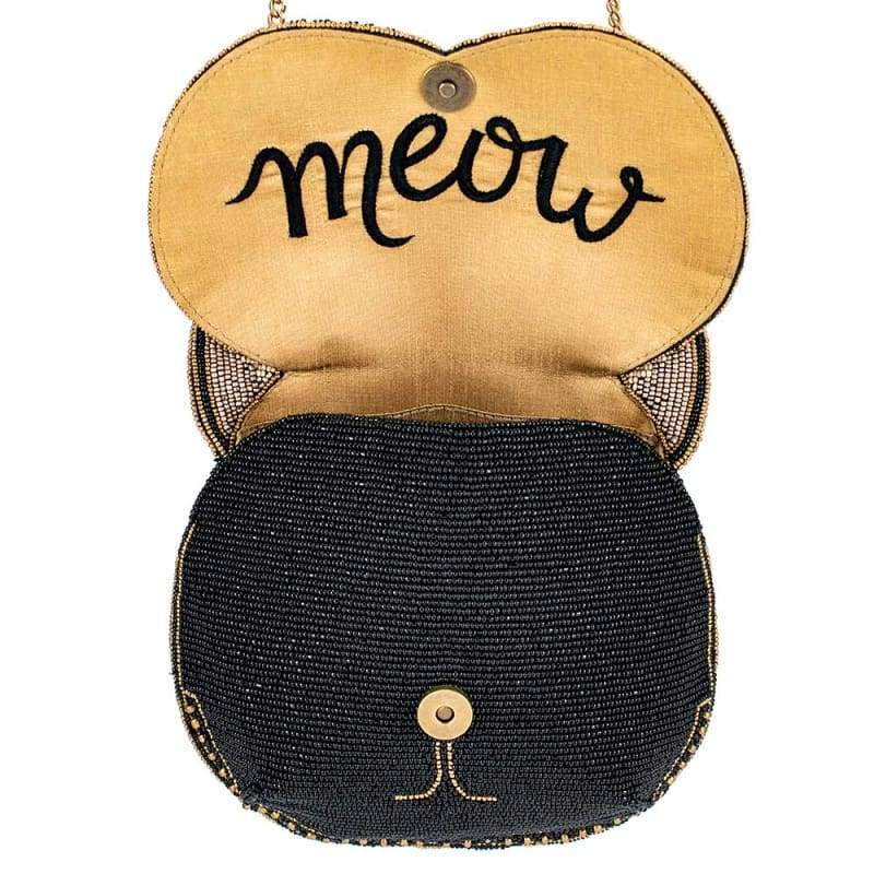 Whiskers Beaded Cat Crossbody Handbag