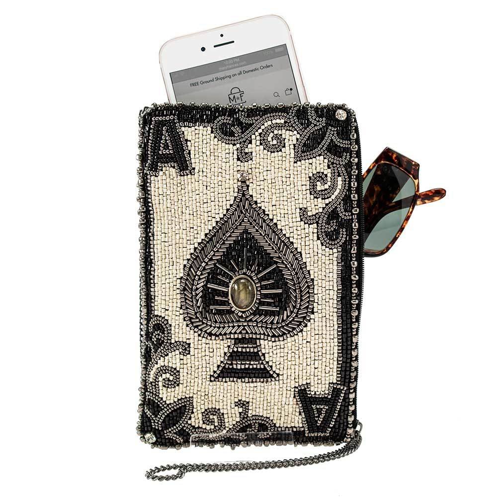 Youre Aces Beaded Ace of Spades Crossbody Phone Bag